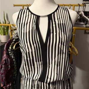 White House Black Market Monochrome Striped Maxi Skirt